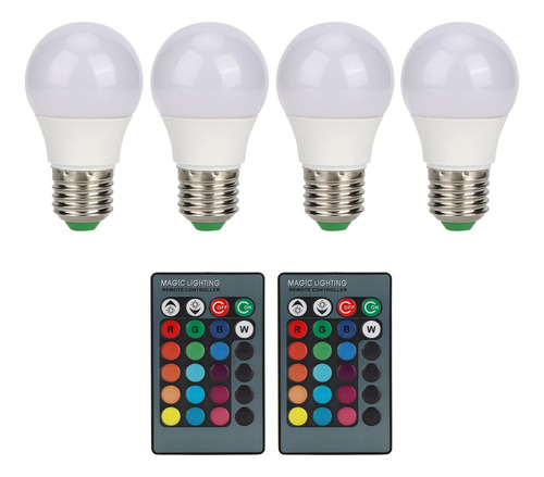 Bombilla Rgb, 4 Bombillas Led E27, Decoración Colorida, 2