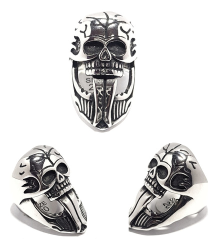 Anillo Calavera Craneo H.r. Giger En Acero Quirurgico 316.