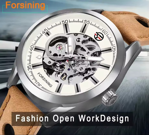 Reloj Mecánico Automático Forsining For19 Brown Black Marrón Negro Negro
