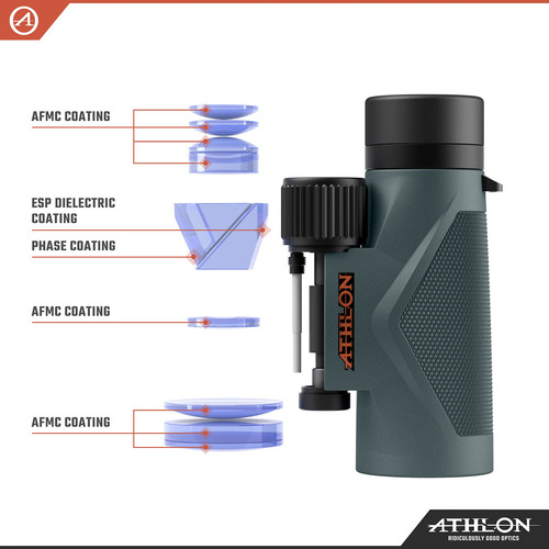 Athlon Optics, Midas, Prismáticos, 8 X 42 Parte Superior D. Color Green