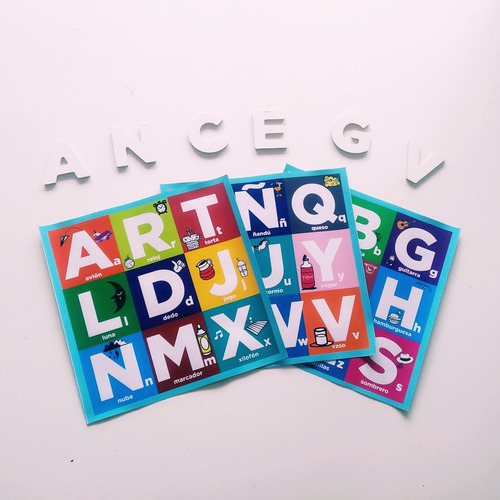 Imagen 3 de 10 de Lotería Abecedario Fichas De Madera Juego Niños