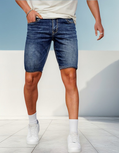 Bermuda Mezclilla Stretch Hombre Jeans Premium