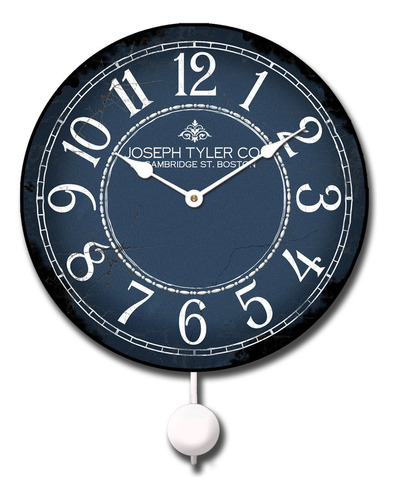 Reloj Pared Pendulo Azul Blanco Disponible 5 Tamaño Susurro