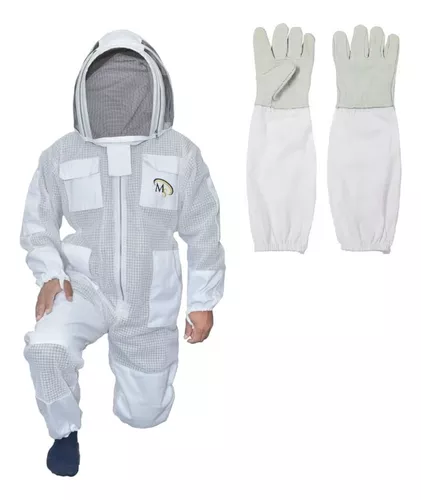 Be Noble Trajes de abeja de 3 capas para hombres y mujeres, disfraces de  apicultor de algodón ventilado antipicaduras con guantes., Blanco : Patio,  Césped y Jardín 