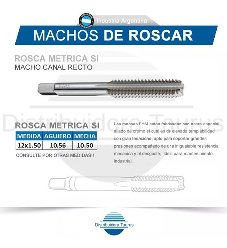 Machos De Roscar - Rosca Metrica 12x1.50- Ind. Argentina