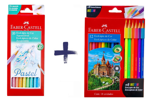 Faber Castell X 28 Lapices 12 Eco + 6 Neón + 10 Pastel