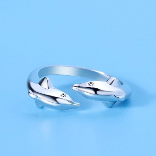 Imagen 4 de 7 de Anillo Delfin Plata 925 Ajustable Joyas Mujer