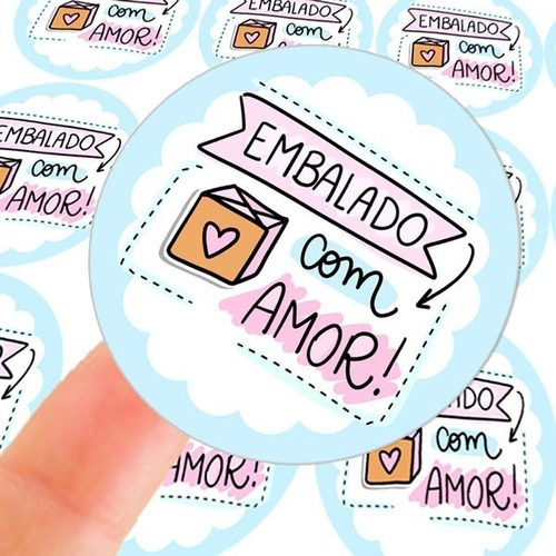 120 Etiquetas Adesivas 4,5cm Embalado Com Amor