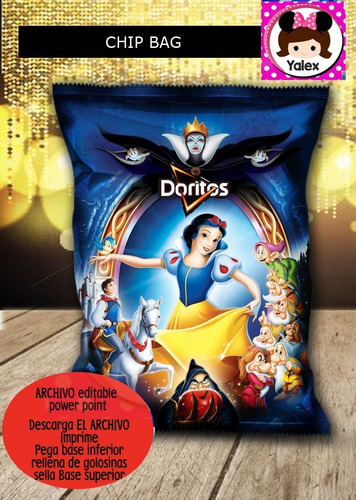 7 Dulceros Princesas Fiesta Kit Digital Chip Bag Editable