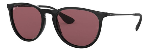 Anteojos de sol polarizados Ray-Ban Erika Classic Standard con marco de nailon color gloss black, lente purple de policarbonato clásica, varilla gloss black de metal - RB4171