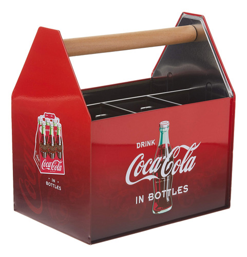 Coca Cola Cubo De Utensilios De Laton Galvanizado Con Asa