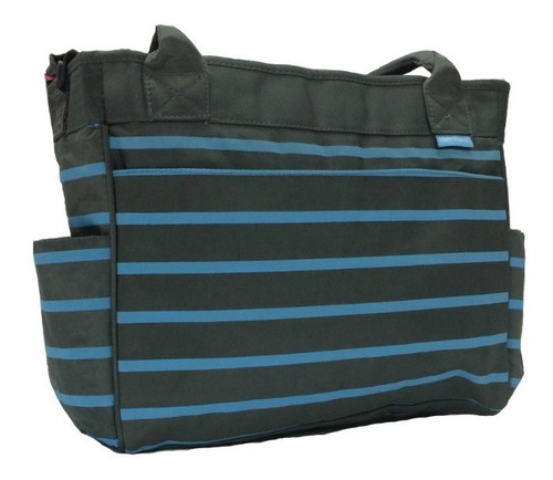 Pañalera Mochila Moderna Multiusos Practica Rayada Azul Color Celeste