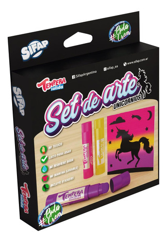 Imagen 1 de 9 de Set Arte Unicornio Sifap Tempera Solida