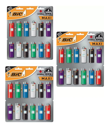 Encendedor Bic Maxi Por Compra 36 Unidades 3 Planchas De 12