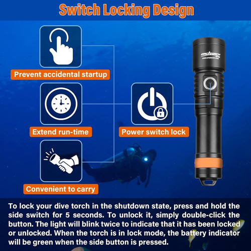Linterna De Buceo Orcatorch D710 Muy Brillante De 3000 Lm