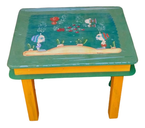 Mesita Mesa De Madera Niños Jardin Mesa Con Cajon Baul