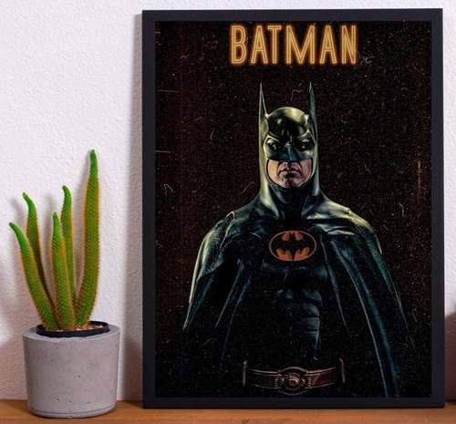 Cuadro Marco Negro Poster 33x48cm Batman Dc Ilustracion Fan