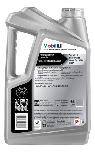 Aceite Carro Gasolina 15w-50 Mobil 1 Advanced Full Sintetico