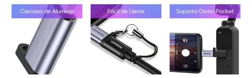 Adaptador UGREEN USB-C 3.1 a Micro USB Carga Rápida FPC/QC2.0 Sincronización de Datos Velocidad de Transferencia de hasta 480Mbps Incluye Cordón Caja de Aluminio Múltiples Protecciones
