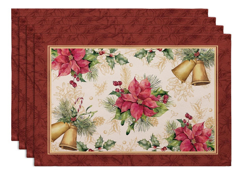 Juego De 4 Manteles Individuales De Navidad 30 X 45 Cm De Sa
