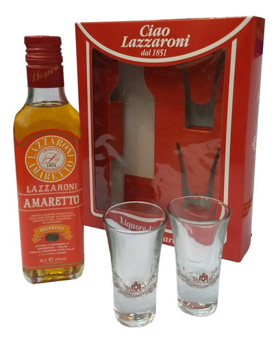 Amaretto Disaronno Lazzaroni + 2 Vasos Y Estuche Italiano