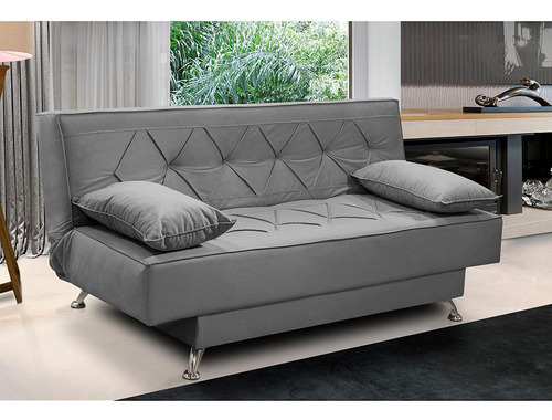 Sofá Cama 1,80m Íris Suede Cores Cor Cinza