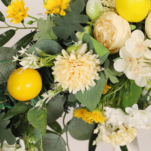 Flor Artificial Lemon Swag Fake Ranunculus Flores Fruta
