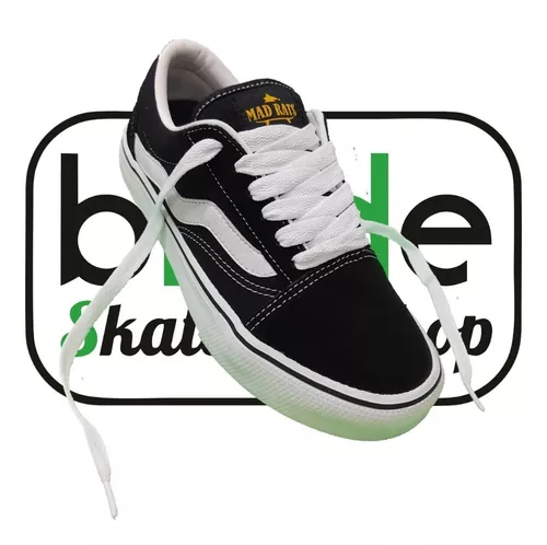 Tênis De Skate Mad Rats Quadriculado Slip On Preto Branco