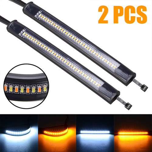 For Tira De Luz Led De Color Ámbar Y Blanco, 2 Unids