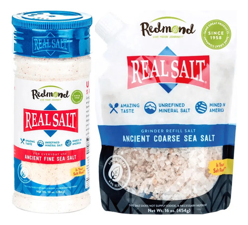 Kit Sal Integral Fino Saleiro 284g + Grosso 454g Real Salt