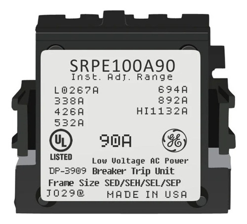Srpe100a90 Rating Plug De 100 A 90amps