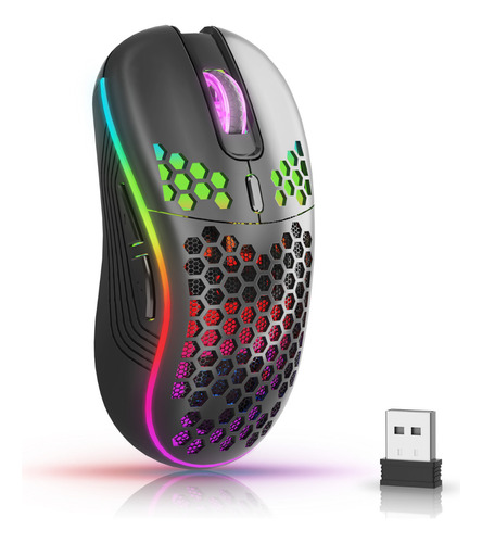 Mouse Gamer Inalámbrico De 7200dpi Ajustable Con Luz Led