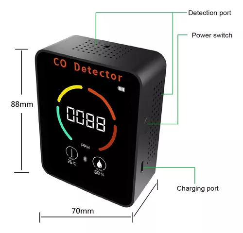 Medidor Calidad Aire Co, Temperature, Humedad.en.c/alarm