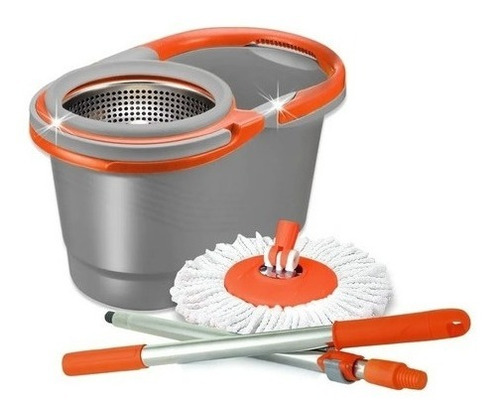 Imagen 2 de 8 de Balde Trapeador Centrifugado Acero Inox 5lts + Mopas