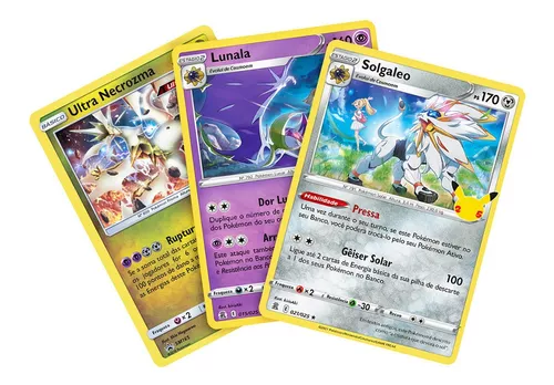 Kit Carta Pokémon Lendários Solgaleo Lunala Necrozma