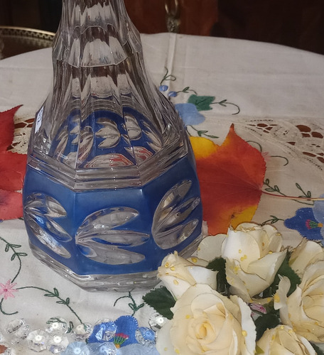Antigua Licorera Cristal Impecable Alto 33cm N5 Azul (Usado)