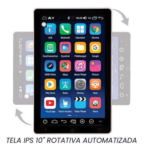 Imagem 6 de 6 de Central Multimídia Modelo Tesla 10 Pol 2 Din 4x50w Tela Gira