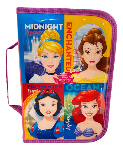 Cartuchera Canopla Princesas Disney Desplegable Escolar Color Rosa