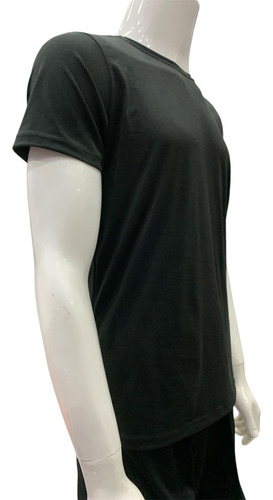 Playera Para Running Negra Lisa Manga Corta