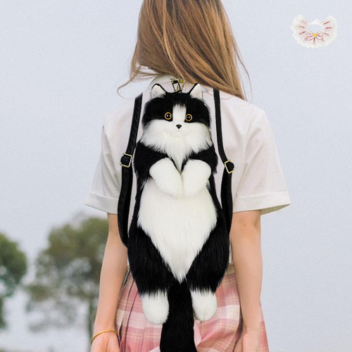 Bonita Mochila Con Forma De Gato De Con Bufanda Rosa