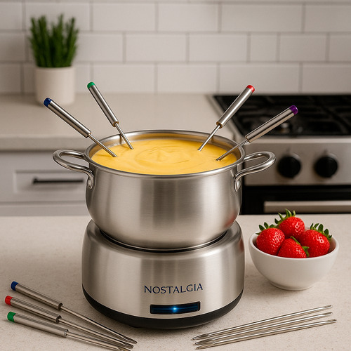 Fondue Elétrico Inox Com Alças Frias Nostalgia