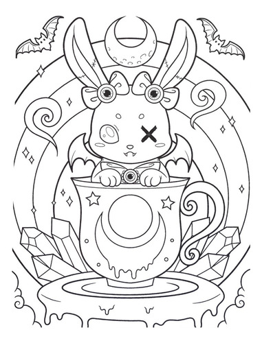 Kawaii Goth | Libro Anillado Colorear Pintar Fibra Cuaderno