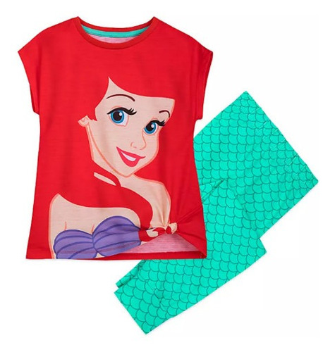 Ariel La Sirenita Pijama Talla 6 Y 7 Disney Polo Pantalón 