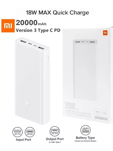 Xiaomi Mi 18w Powerbank 20000mah Cargador Portatil Celular