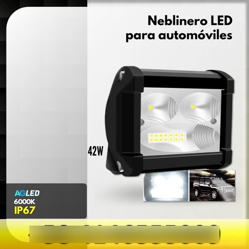 Neblinero Led Auto 42w 6000k Al 9-36v 10x8cm E:7cm