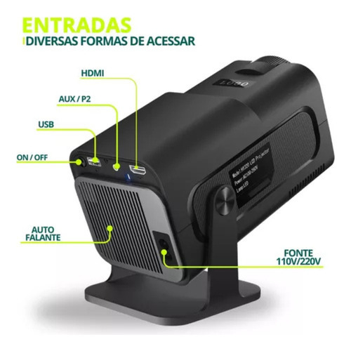 Projetor Hy320 4k Hd Smart Tv Portátil Mini Wifi Android 2025 Bluetooth Cor Preto Buyquicknow