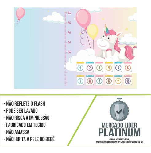 Imagem 2 de 5 de Cenário Mesversario Tecido Sublimado Unicórnio Baby 1,5x1,00