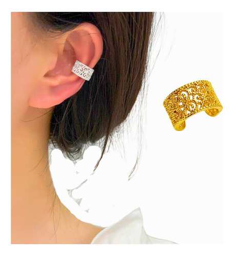 Aretes Ear Cuff Mujer Moda Ajustable Sin Perforación Gold