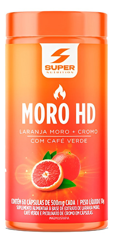 Laranja Moro Hd 500mg + Cromo Com Café Verde (60 Caps) Único
