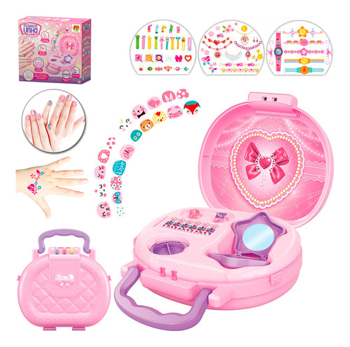 Conjunto Manicure Divertido Infantil Decorar Unha Acessórios